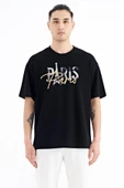 TOMMY LİFE Siyah Yazı Nakışlı O Yaka Oversize Erkek T-Shirt - 88223 - 7
