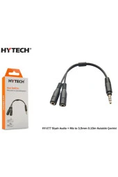 Hy-x77 Siyah Audio + Mic To 3,5mm 0.15m Kulaklık Çevirici - 2