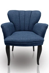 Nemeron Kollu Berjer Keten Silinebilir Leke Tutmaz Kumaş Çay Seti Cafe Otel Tekli Koltuk - Lacivert thumbnail 3