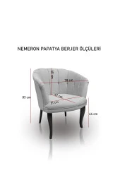 Nemeron Papatya Kollu Berjer Tekli Koltuk Kanepe Cafe Otel Restoran Çay Seti Ahşap Ayak - Füme - 5