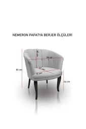 Nemeron Papatya Kollu Berjer Tekli Koltuk Kanepe Cafe Otel Restoran Çay Seti Ahşap Ayak - Lacivert - 5