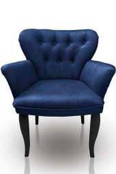 Nemeron Kollu Berjer Chester Kapitone Silinebilir Leke Tutmaz Kumaş Çay Seti Cafe Otel Tekli Koltuk Lacivert - 2