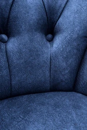 Nemeron Kollu Berjer Chester Kapitone Silinebilir Leke Tutmaz Kumaş Çay Seti Cafe Otel Tekli Koltuk Lacivert - 3