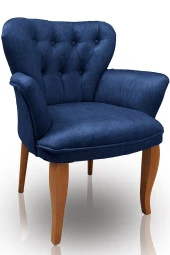 Nemeron Kollu Berjer Chester Kapitone Silinebilir Leke Tutmaz Kumaş Çay Seti Cafe Otel Tekli Koltuk Lacivert - 1