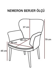 Nemeron Kollu Berjer Chester Kapitone Silinebilir Leke Tutmaz Kumaş Çay Seti Cafe Otel Tekli Koltuk - Gri - 5
