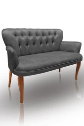 Nemeron Kollu Kanepe Chester Kapitone Silinebilir Leke Tutmaz Kumaş Çay Seti Cafe Otel İkili Koltuk - Gri - 1