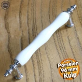 Gül Gerçek Porselen Siyah Beyaz 96 Mm Kulpları Mobilya Mutfak Dolabı Çekmece Dolap Kulpu Kulbu thumbnail 1