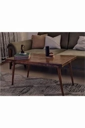 Loubrimart Ahşap Masif Ağaç Doğal Orta Sehpa Konik Ayak Ahşap Orta Sehpa - 5