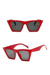 MARMORİS Kadın Kare Parlak Kırmızı Kedi Lüks Güneş Gözlüğü + Özel Gözlük Kutusu MAR-0071 - 1