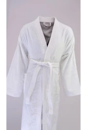 %100 Pamuk Bornoz Kadife Kimono Yaka - 1