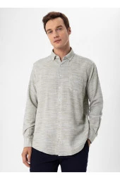 Süvari Regular Fit Düğmeli Yaka Düz Su Yeşili Erkek Gömlek GM1008300079 thumbnail 1