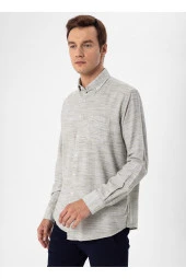 Süvari Regular Fit Düğmeli Yaka Düz Su Yeşili Erkek Gömlek GM1008300079 thumbnail 6