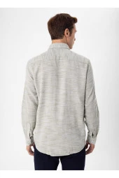 Süvari Regular Fit Düğmeli Yaka Düz Su Yeşili Erkek Gömlek GM1008300079 thumbnail 7