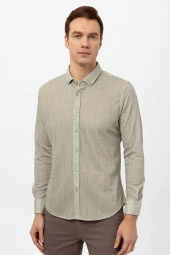 Manşetli Slim Kalıp Armürlü Gömlek thumbnail 1