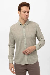 Manşetli Slim Kalıp Armürlü Gömlek thumbnail 3