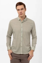 Manşetli Slim Kalıp Armürlü Gömlek thumbnail 4