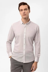 Manşetli Slim Kalıp Armürlü Gömlek thumbnail 7