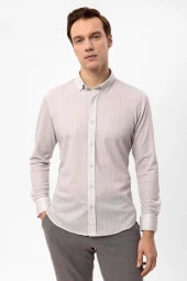 Manşetli Slim Kalıp Armürlü Gömlek thumbnail 10