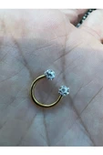 316l Gold Kararmaz Cerrahi Çelik Kristal Taşlı Kıkırdak Dudak Burun Septum Tragus Piercing - 2