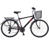 Salcano Bodrum 700 Man 28"Jant 19 Kadro 21 Vites VR Sepetli Şehir Bisikleti Siyah Kırmızı thumbnail 1