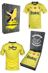 Fenerbahçe Orijinal Yeni Sezon Çocuk Forma FB Kanarya Baskılı Hediyelik Ahşap Kutulu - 1