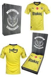 Fenerbahçe Orijinal Yeni Sezon Sarı Çocuk Forma Hediyelik Ahşap Kutulu - 1