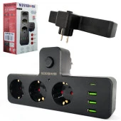 WINNBOSS WN-3397 3Lü Akım Korumalı Priz Anahtarlı 10A 2500 Watt 3XUSB 1XType-c - 1