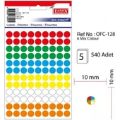 Tanex Mıx Color Ofis Etiketi 10mm 6-Renk 5.yaprak (540 Etiket) thumbnail 1