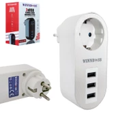 WINNBOSS WN-3400 Tekli Akım Korumalı Priz 10A 2500 Watt 3XUSB - 1