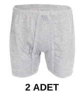 2 Adet Erkek % 100 Pamuk Arjantin Penye Boxer Gri (65 Kilo-115 Kilo) - 1