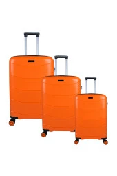 Bagacar Ultra Hafif Kırılmaz Silikon 3lü Set Valiz Turuncu+ETİKET HEDİYELİ! - 1