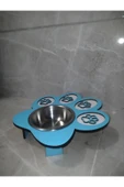 Patili Kedi Mama kabı Kedi Su Kabı Küçük ırk köpek mama ve su kabı Mavi 24x25cm - 1
