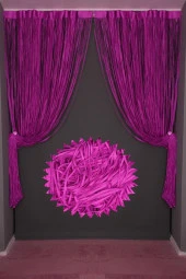 İP  MODEL FUŞYA RENK HAZIR İP PERDE 300*240 - 6