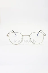 MARMORİS Silver Metal Çerçeveli Mavi Işık Engelleyici Oval Gözlük MAR-0053-1 - 2