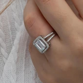 Zirkon Baget Taşlı Gümüş Tektaş Yüzük thumbnail 2