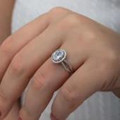 Oval Yeni Tasarım Gümüş Tektaş Yüzük thumbnail 5