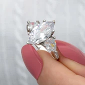 Damla Kesim Zirkon Taşlı Gümüş Tria Yüzük thumbnail 4