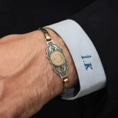 Ayyıldız Desenli Kral Zincirli 925 Ayar Gümüş Erkek Bileklik Künye - 2