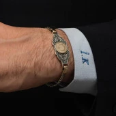 Ayyıldız Desenli Kral Zincirli 925 Ayar Gümüş Erkek Bileklik Künye - 3