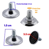 Beyaz Eşya Raf Mobilya Bingo Rotil Ayakları M8 Civatalı 8 Mm Metal Profil Ayağı 1.5 Cm (4 ADET) thumbnail 2