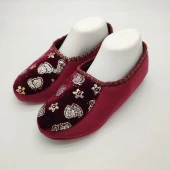 Kalp İşlemeli Kadın Patik Bordo Renk - 2