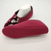 Kalp İşlemeli Kadın Patik Bordo Renk - 5