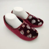 Kalp İşlemeli Kadın Patik Bordo Renk - 6