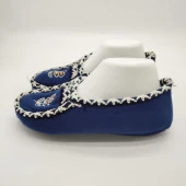 Örme Dikişli Çiçek Desenli Kadın Patik Mavi renk - 2