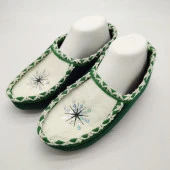 Çift Renk Örme Dikişli Desenli Kadın Patik Yeşil renk - 2