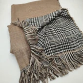 Çift Taraflı Kadın Şal Kahve Renk - 3