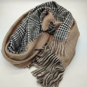 Çift Taraflı Kadın Şal Kahve Renk - 4