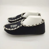 Örme Dikişli Çiçek Desenli Kadın Patik Siyah renk - 8