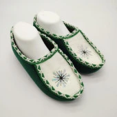 Çift Renk Örme Dikişli Desenli Kadın Patik Yeşil renk - 6