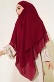 Şifon Sufle Hazır Şal Bordo - 2